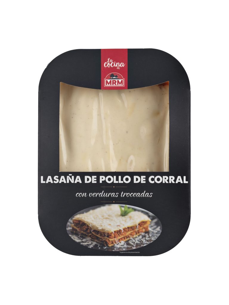 Lasaña de pollo de corral con verduras